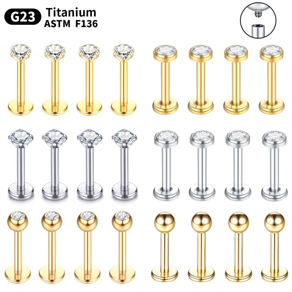 Body Jewelry Internally Threaded - 10 pièces G23 titane Labret Piercing