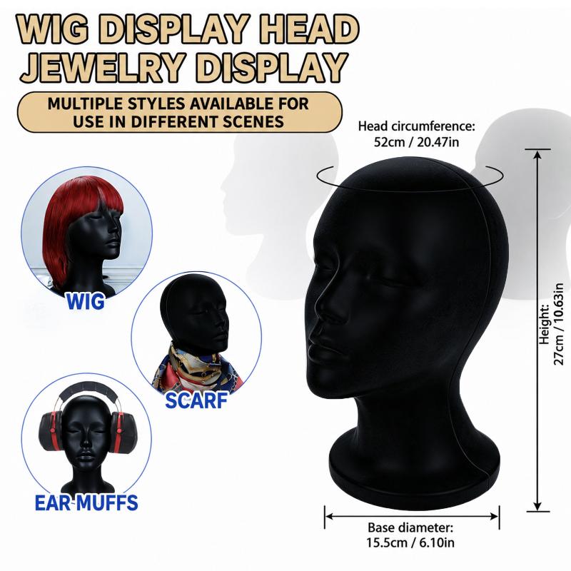 Body Jewelry Shop - Tête de mannequin en velours noir,