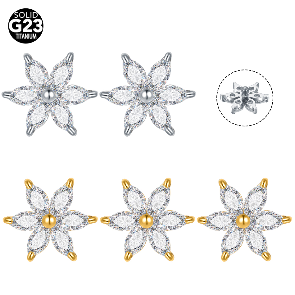 Dermal Anchor Top - 1/5 pièces titane cristal fleur ancre