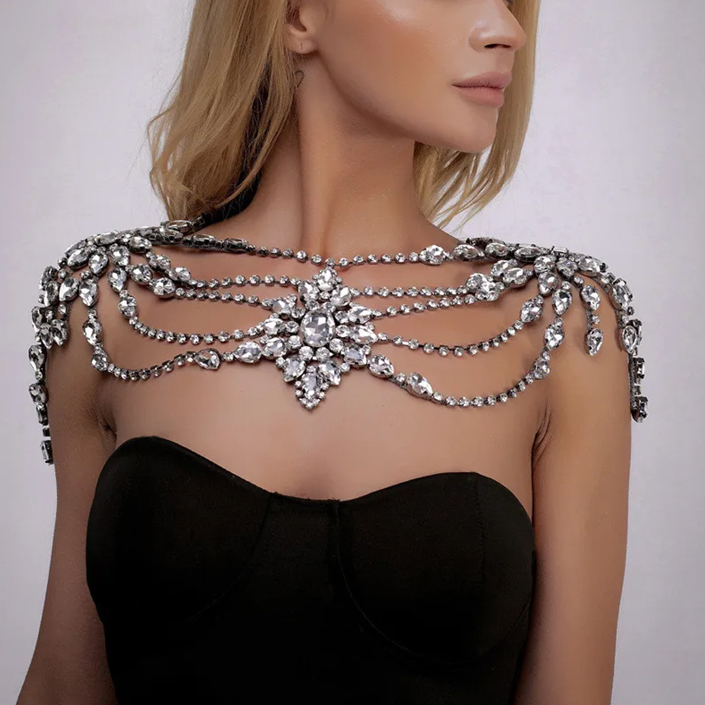 Body Jewelry Retainers - Boho cristal mariée épaule chaîne collier