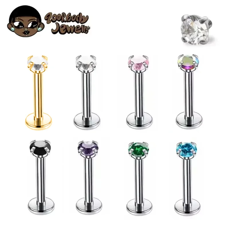 Body Jewelry Internally Threaded - 1 pièces G23 titane Piercing CZ