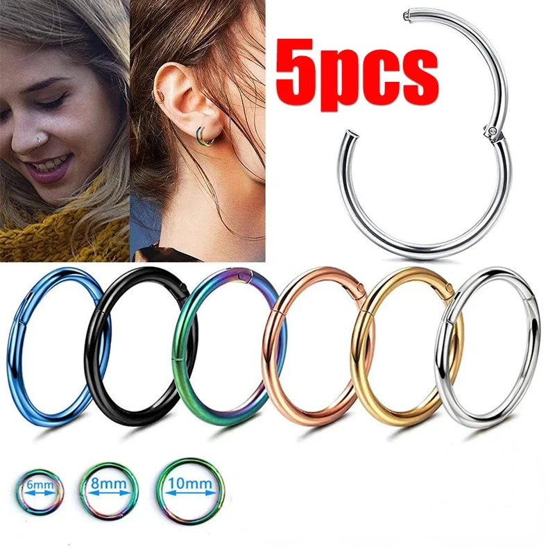 Clicker Ring Seamless - 5pc 6/8/10mm anneau de nez articulé