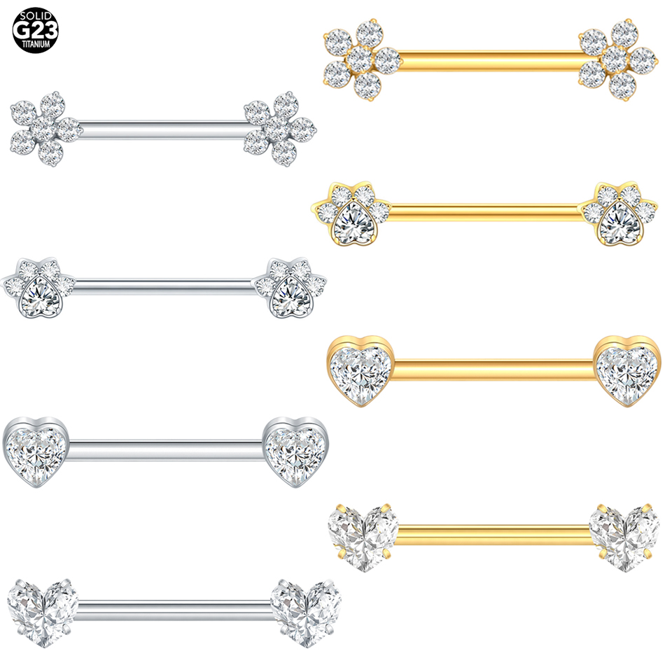 Body Jewelry Internally Threaded - Piercing de mamelon en titane, fleur,