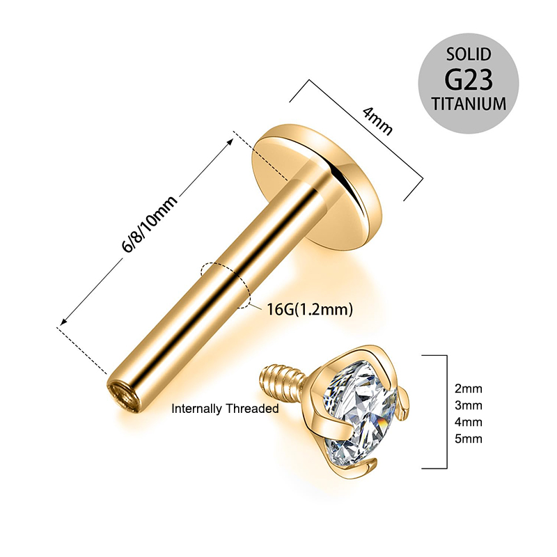Boucles d'oreilles clous en ti - Body Jewelry Internally Threaded avis et prix
