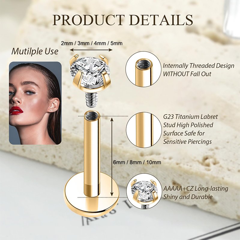 Boucles d'oreilles clous en ti - Body Jewelry Internally Threaded avis et prix