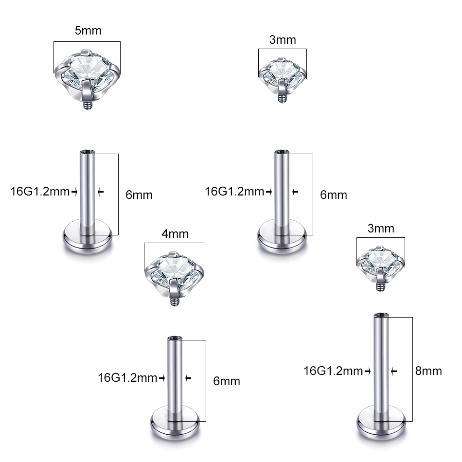 10 pièces G23 titane Labret Pi - Body Jewelry Internally Threaded avis et prix