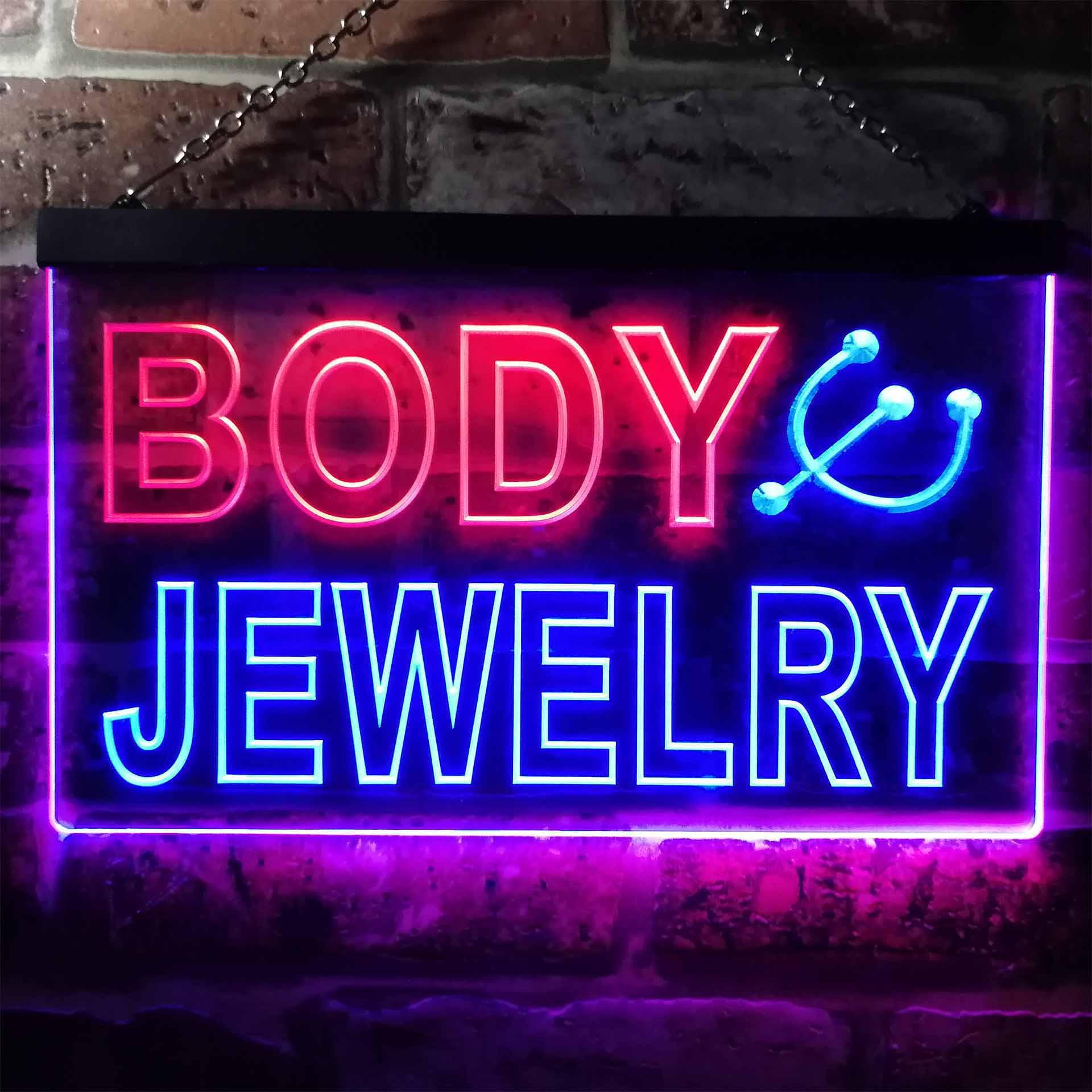 Enseigne au néon Led bicolore  - Body Jewelry Shop avis et prix