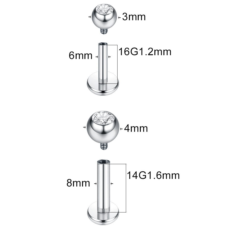 G23 titane Labret Piercing lèv - Body Jewelry Internally Threaded avis et prix