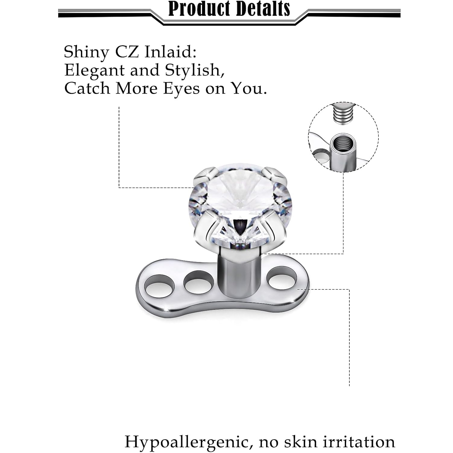 14G G23 Titanium Dermal Pierci - Dermal Anchor Top avis et prix